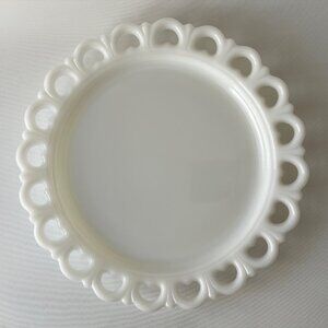 Vintage Lace Scallop Edged Anchor Hocking Milk Glass Platter 13"